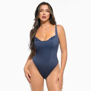 【Runs Small】Popilush Basic Faux Leather Corset Top  Supportive Shapewear Bodysuit Lingerie Lace Trim Tummy Control Bustier Sleeveless Womenswear #Dealsforyoudays-live