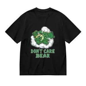 Men's Graphic Print T-Shirt, Oversized "Don't Care Bear" Top, Soft Breathable Cotton Blend for Casual Wear