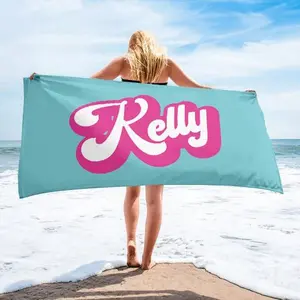 Kelly Personalized Retro Style Beach Towel - 100% Cotton Back & Poly Front - Unisex Pool Towel - Perfect for Birthdays & Vacation Gifts - Print