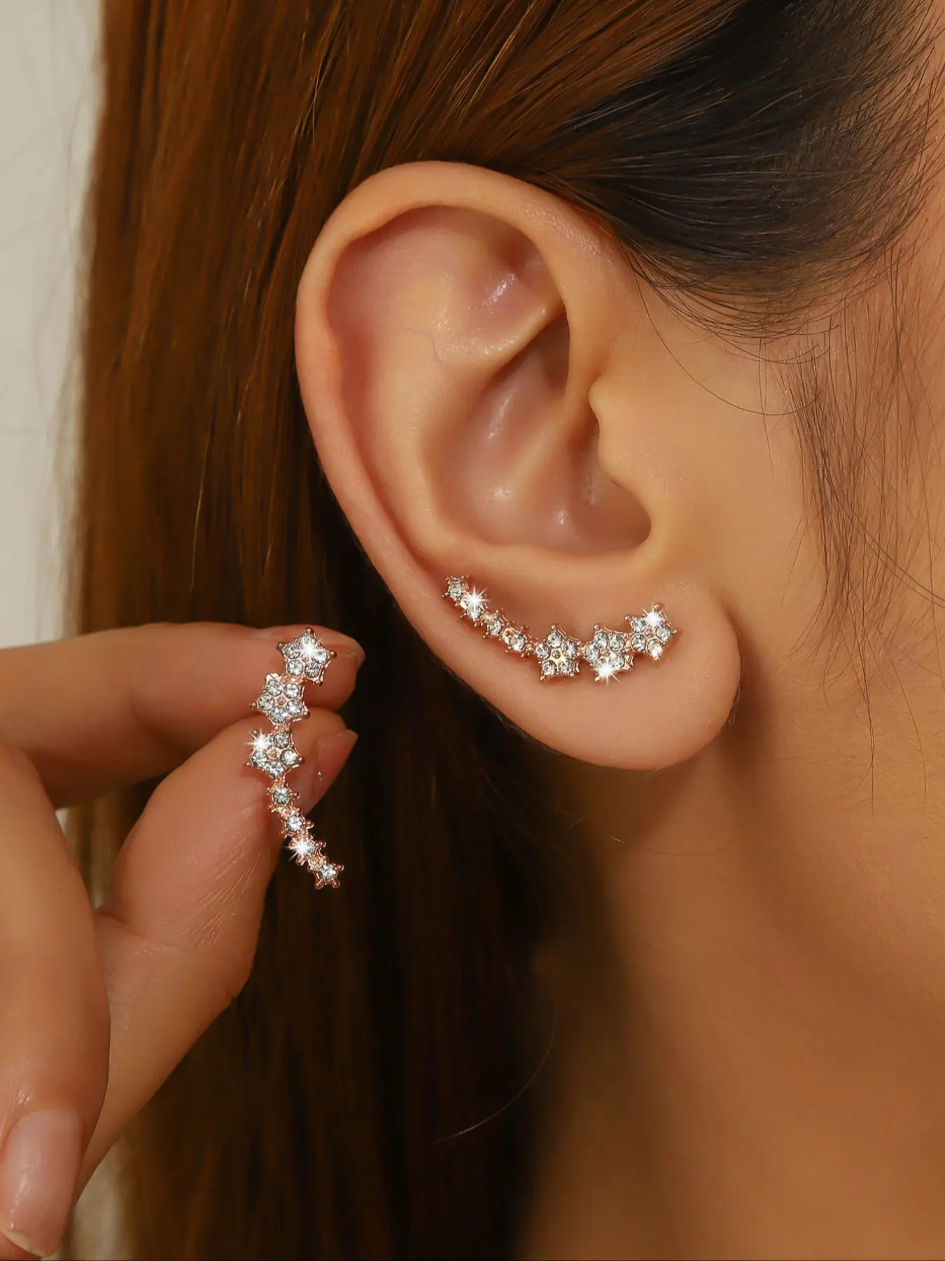 Trendy Rhinestone Star Stud Earrings, Pretty studs, Studs Earrings, Fashionable Style Ear Jewelry, Party Earrings, New Arrival Sparkling Crystal Design, Perfect Gift Idea, Unique Design Earrings, High Quality Earrings