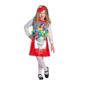 Gumball Machine Costume For Kids - Colorful Costume Dress with Headband (2-Piece Set) - Cosplay Outfit Perfect for Halloween, Pretend Play Fun & Theme Party