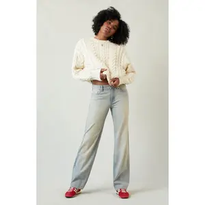 Pacsun Women's Jordyn Low Rise Straight Leg Jeans Light Blue Wash