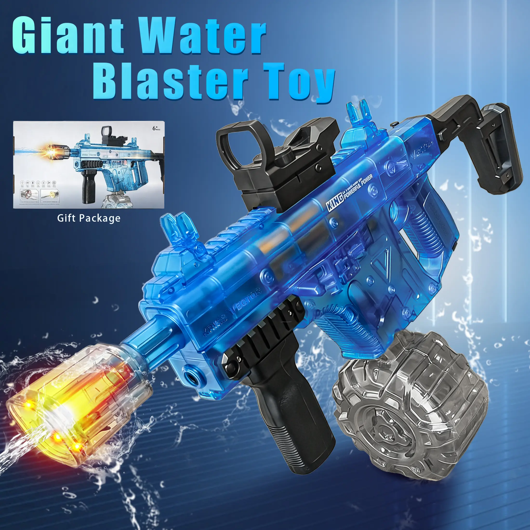 Electric Automatic Water Gun, 33FT Long Range Water Gun with Flash Light, Rechargeable High Capacity Water Blaster with Full Accessories, Birthday Gift for Senior Assassin,Outdoor Summer Party Toy for Adults &Kids Toys for Father’s Day,Independence Day