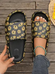 Women's Fashion Leopard Pattern Slides, Casual Comfortable Non-slip Slippers for Summer, Female All-match Round Toe Slippers for Beach Vacation, Girl, Footwear