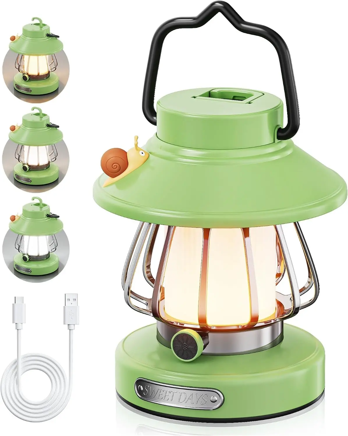 New Gear lamp for Kids Set Toddler Flashlight Convenient LED Light Rechargeable Battery Operated Outdoor Indoor Essentials Table Portable Night Light Green Gift Electric Camping Lanterns Snail