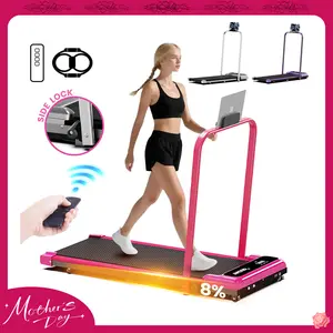 【Colorful Handrail】 YAGUD Upgraded Folding Treadmill , Low-Noise Motor – 265lbs Weight Capacity Spacious Belt Walking Pad, Dual Shock Absorption, Remote Control & Wheels for Easy Moving – Includes Free Resistance Bands