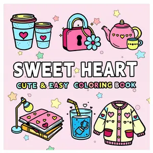 Sweet Heart Coloring Book, 24 Stress-Relieving Designs, 7.9in X 7.9in, Thick Paper, Hand-Drawn Patterns, Perfect Gift for All Ages