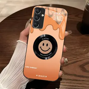 Cute Smile MagSafe Casing for Galaxy A54, Glitter Gradient Cellphone Cover with Lens Protection, Cute Aesthetic Smartphone Accessory
