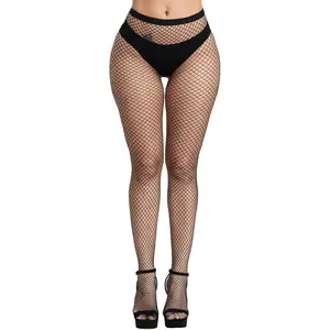 Women's High Waisted Fishnet Tights Sexy Wide Mesh Fishnet Stockings