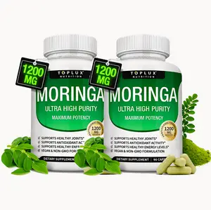 2 pack/ Moringa Dietary supplement Capsules 1200mg - Moringa Capsules - Pure Moringa Powder for Immune, Gut health Support the immune system 90 Capsules Natural Green Superfood, Vegan health food
