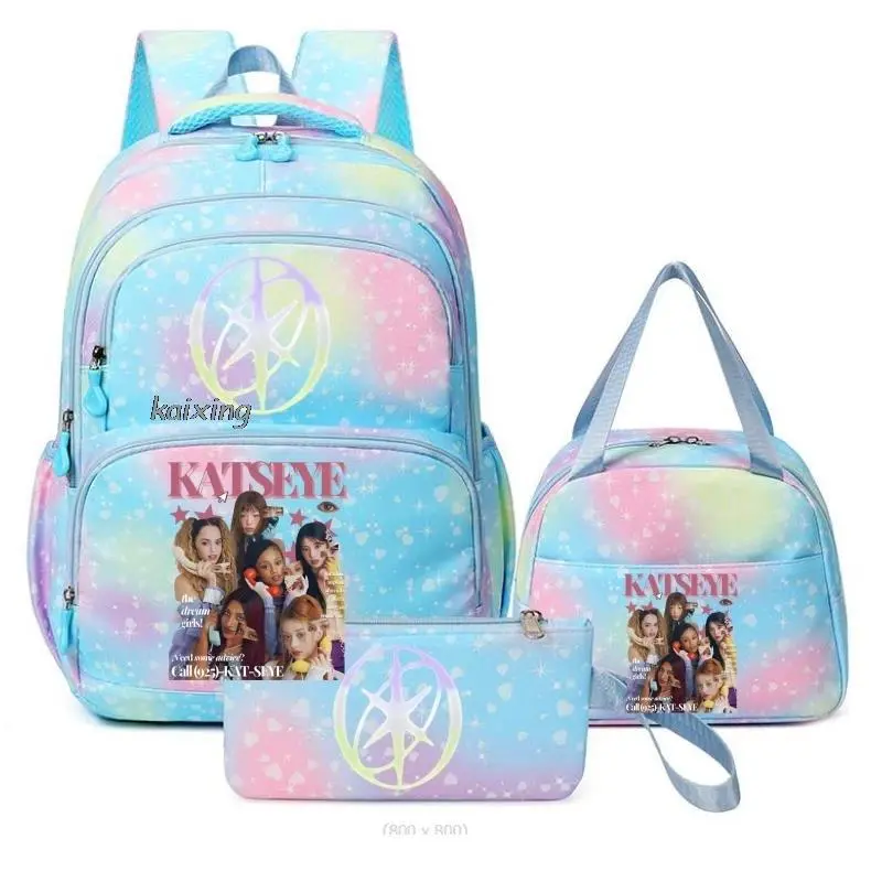 Hot Katseye Funny Print School Bags With Lunch Bags 3pcs Colorful Boys&Girls Backpack Elementary Travel Outdoor Laptop Mochilas