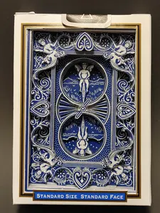 Blue Bicycle Standard Playing Cards with Blue Back 3D Art hand cut by CardboardCreationism