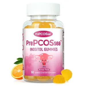 PrePCOSsea Gummies for Women Menstrual Cycle & Hormonal Balance, 60 Count Ovarian Support Gummies with Myo-Inositol, Folate, and Vitamins, Orange Flavor PrePCOSsea Vitamins Gummies