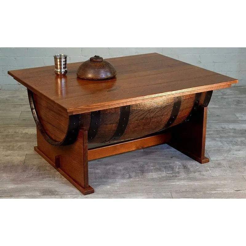 William Sheppee Shooter's Whiskey Half Barrel Coffee Table w/ Lift Top- SHO126