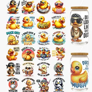 24pcs Cute duck UV DTF Cup Wrap,UV DTF Cup Wraps for 16 oz,Glasses,Tables,Chairs,Computers,High Viscosity UV DTF Transfer paper