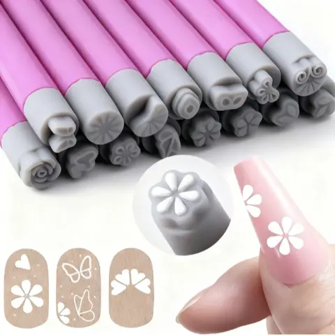 30pcs Nail Art Stamping Tools Set, Precision Manicure Kit with Various Floral Templates, No Scent, Nail Stamper Pen, DIY Nail Designs, Flower Design Nails, Nail Art Supply, Nail Art Equipment