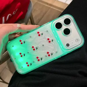 Sound-Control Glowing Cherry Phone Case, Creative Dripping Design, Compatible with iPhone 13/14/15/16/17 Pro/plus/pro Max
