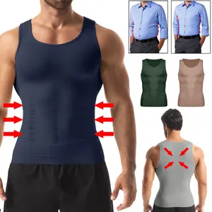 1-4 Pack Menswear Compression Shapewear Tank Top Shirt Tummy Control Workout Body Shaper Breathable Elastic Lightweight Soft Stretchy Shirt Suits Fabric Clothes Bestie Stylish Matching Casual Gym