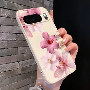 Rounded Edge Phone Case for Google Pixel 10 9 8 7 Pro A XL Blossom Elegance Pattern Anti-Scratch Shockproof Soft Liquid Silicone Protective Cover Smartphone Casing