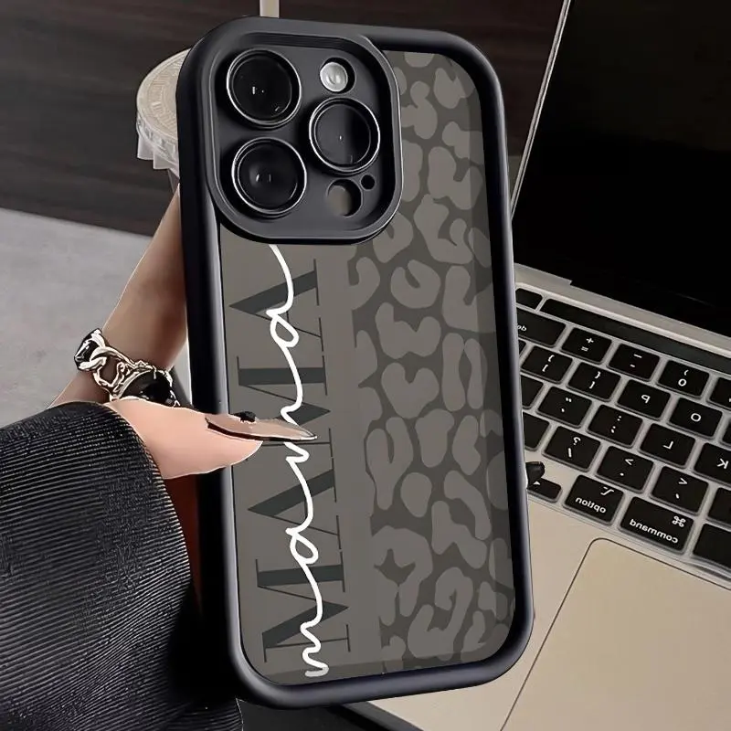 Trendy Mama Leopard Print Phone Case for iPhone 17 16 15 14 Pro Max 13 12 11 XR XS Plus Air Slim Shockproof Anti Drop TPU Protective Cover Birthday Valentine Gift for Mom