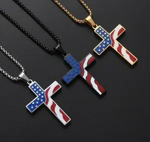 American Flag Cross Necklace
