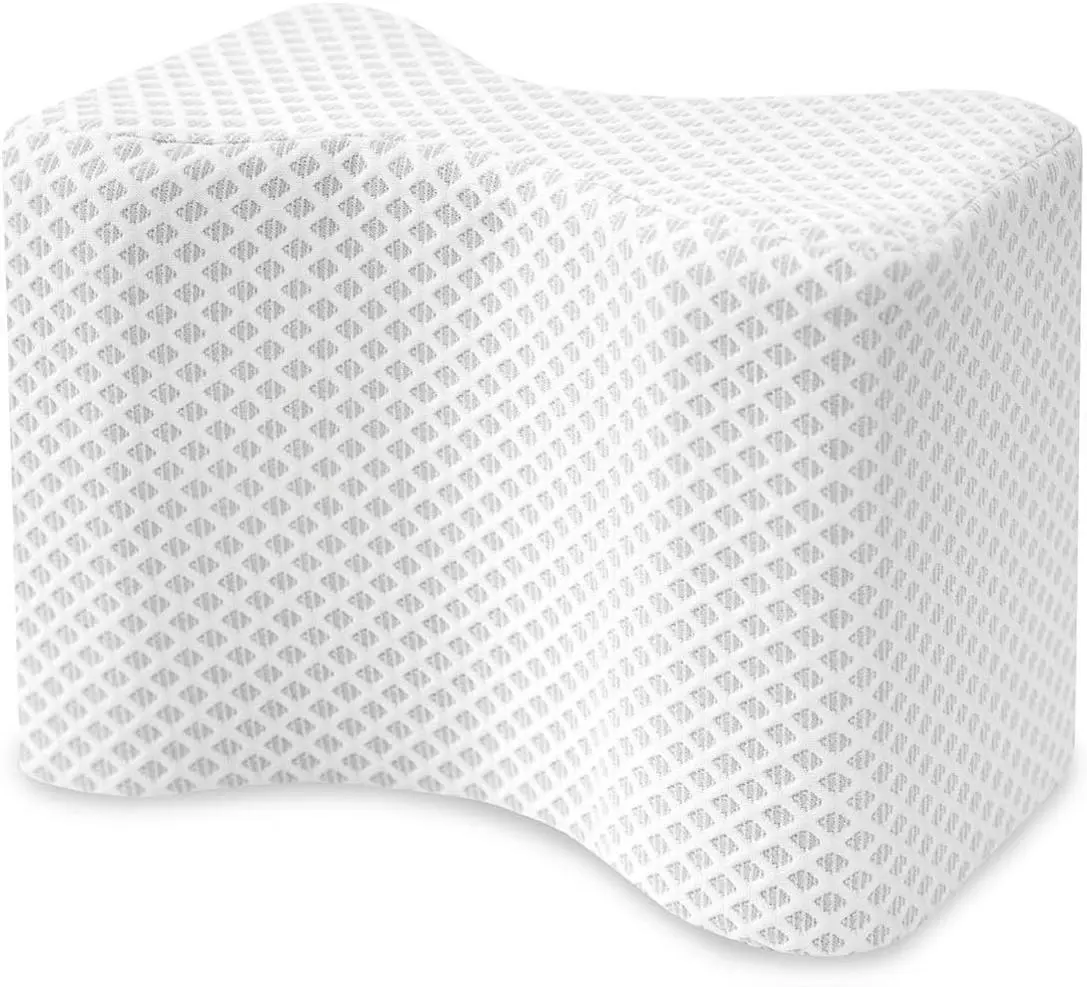 SensorPEDIC Conforming Memory Foam Knee Support Pillow Soft Gel Infused Ergonomic Contour Design for Pain Relief and Comfort One Size White