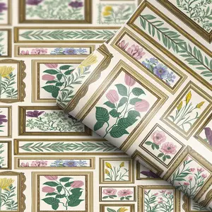 Vintage Flower Pattern Wallpaper, Self Adhesive Wallpaper, Waterproof Removable Wall Sticker for Home Living Room Bedroom Decor