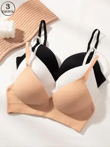 Women's Solid Color Backless Adjustable Strap Bra, Soft Comfortable Breathable Push Up Bra, Women's Lingerie for All Seasons, Soft Comfy Bra