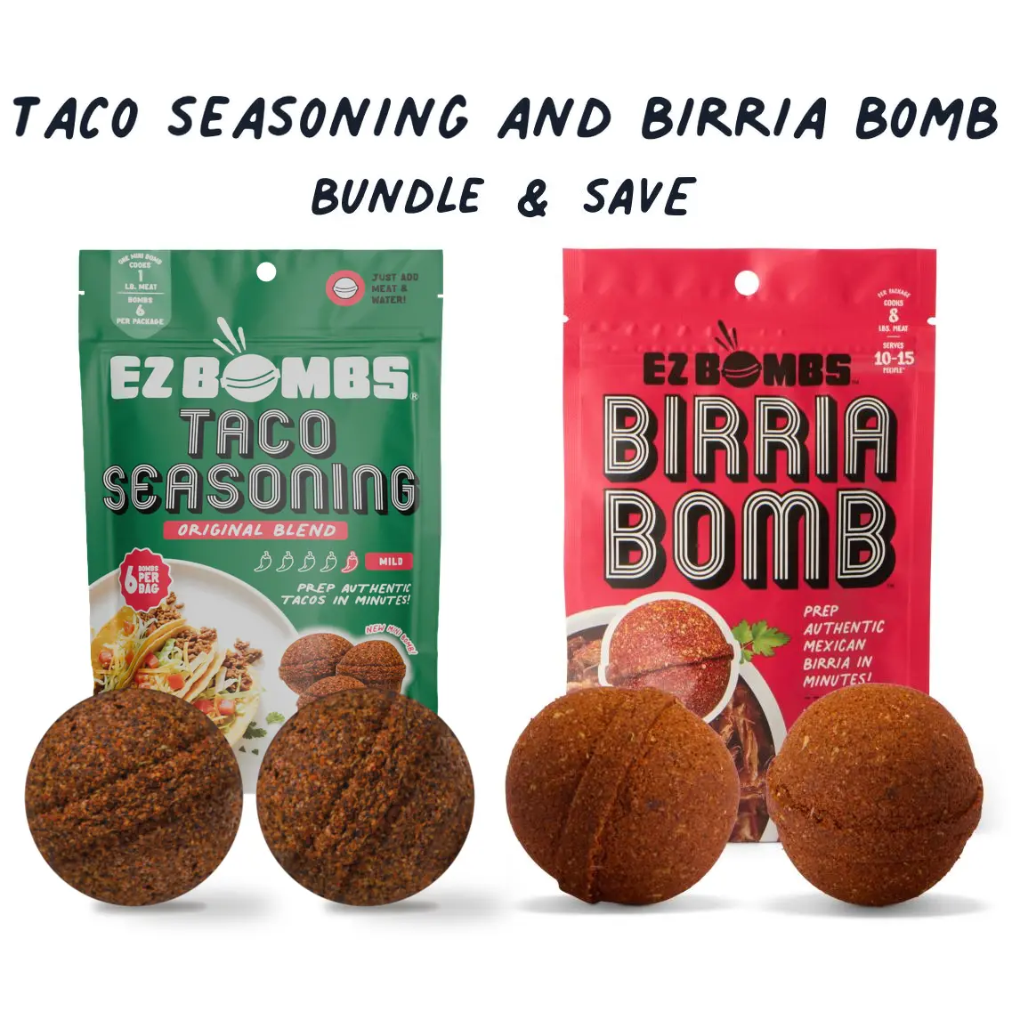 Taco Seasoning And Birria Bombs bundle by EZ Bombs - Seasoning Spice Bomb Flavor for Authentic Mexican Dishes - Traditional