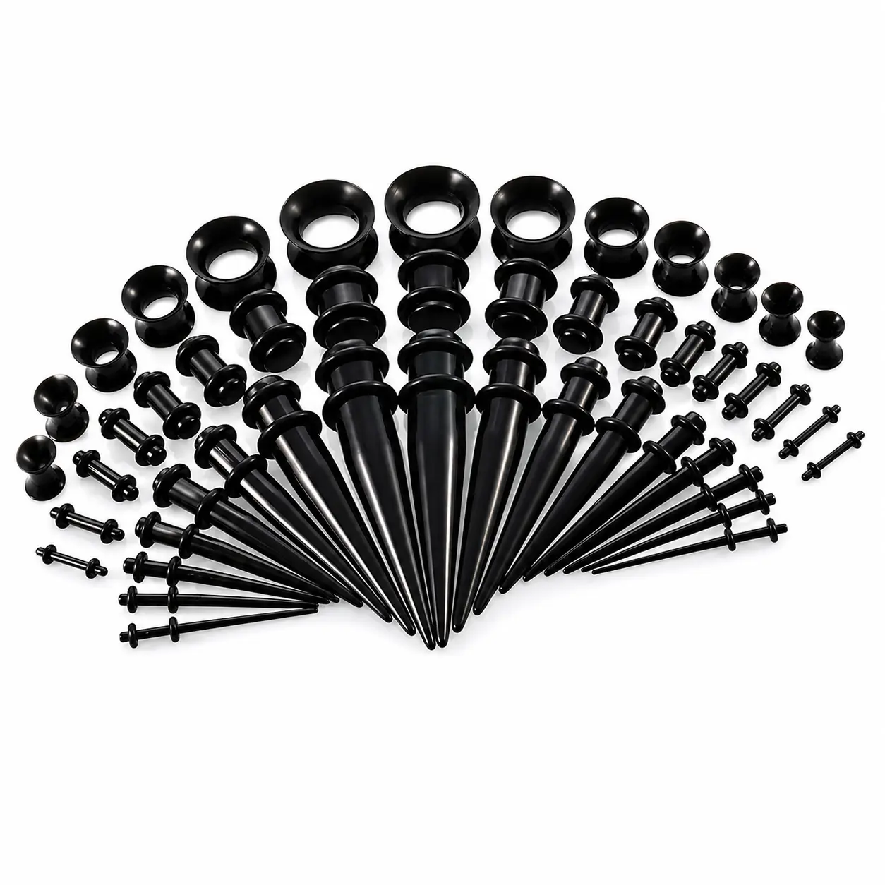 Ear Stretching Kit, 14G-00G Acrylic Gauges for Ears, 50 Pieces Gauge Stretching Kit, crylic Tapers and Plugs + Silicone Tunnels - Ear Gauges Expander Set for women and Men
