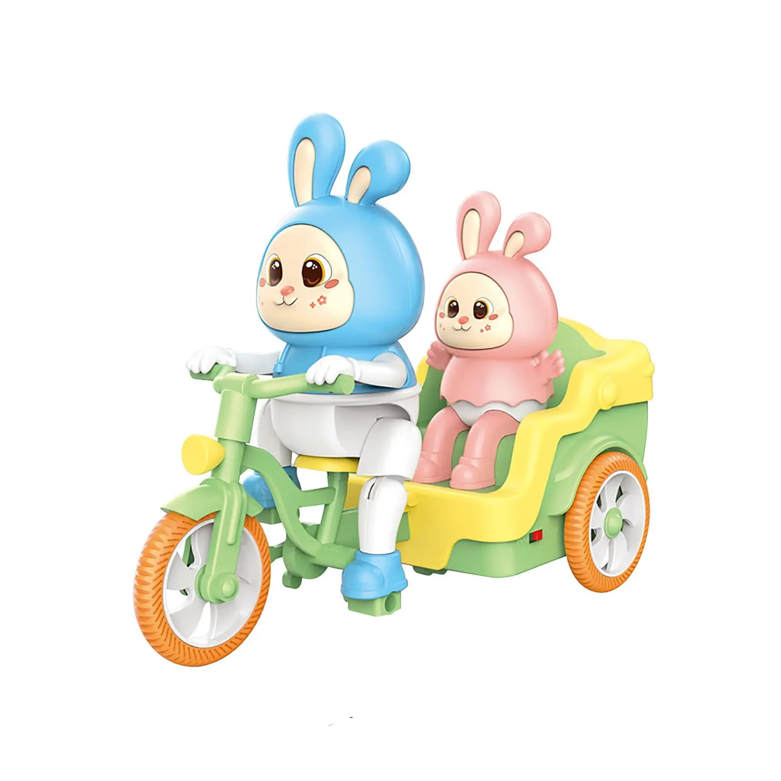 Cute Bunny Electric Tricycle for Kids, Ride On Toy Car with Double Seat, Cartoon Rabbit Baby Bike, Toddler Riding Scooter Gift for Boys Girls Ages 2-6