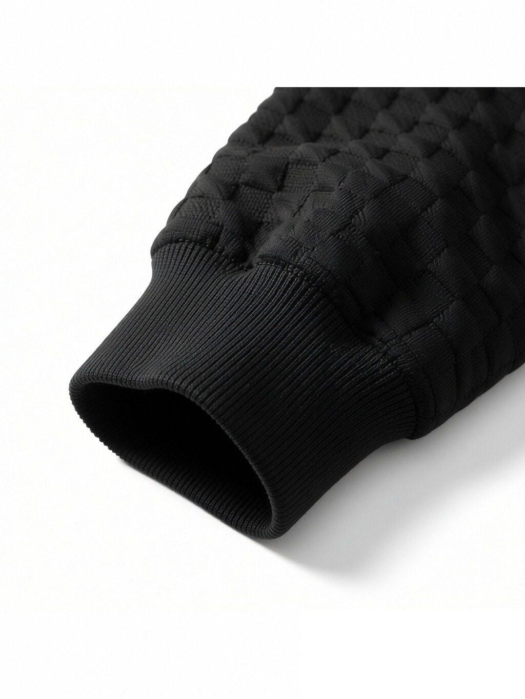 Men's Fashion Casual White Mesh Sweatshirt - Crewneck Long-Sleeve Regular Fit, Soft and Comfortable Fabric, Textured Casual Streetwear Top, Ideal for Daily Casual Wear and Outdoor Activities