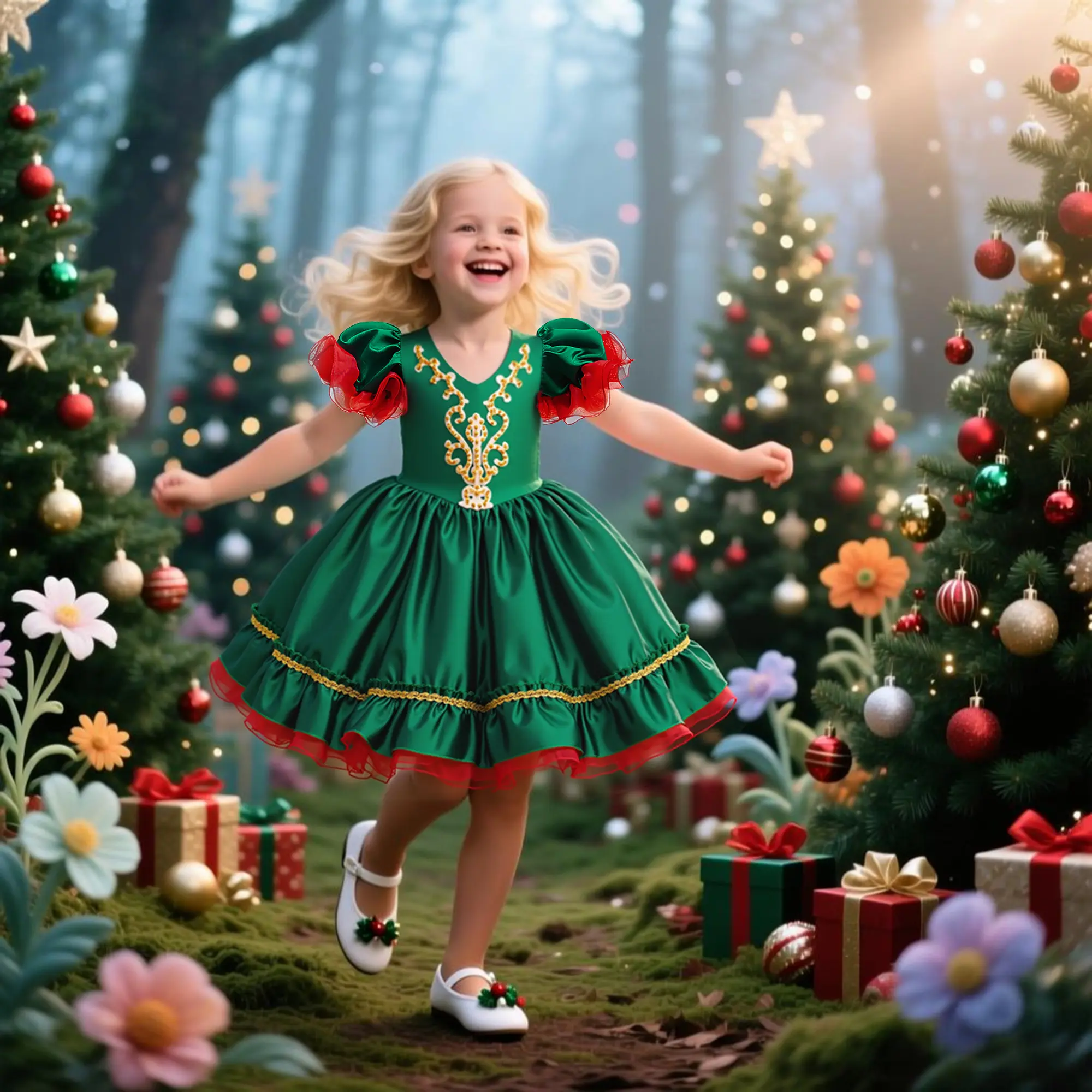 120 Girls Christmas gifts girls dresses Christmas dresses with embroidery design elegant and high-end dresses