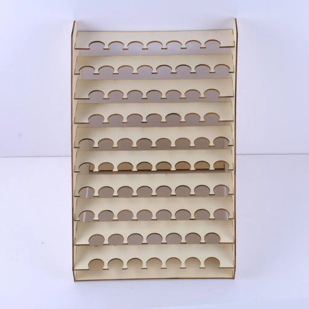 75 Holes Wood Paint Bottle Rack Organizer Brushes Tools Storage Stand Holder