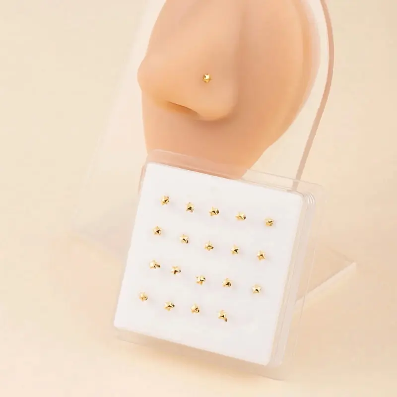 6-Piece Gold Nose Studs Set for Women - Elegant and Simple Design - Perfect for Daily Wear and Special Occasions