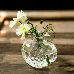 Simple Pomegranate Flower Vase, Transparent Glass Dried Flower Holder, Home Decorative Pomegranate Glass Vase, Home Decor Accessory, 1 Piece
