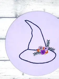 DIY Witch Hat Wood Embroidery Kit, embroiderykit