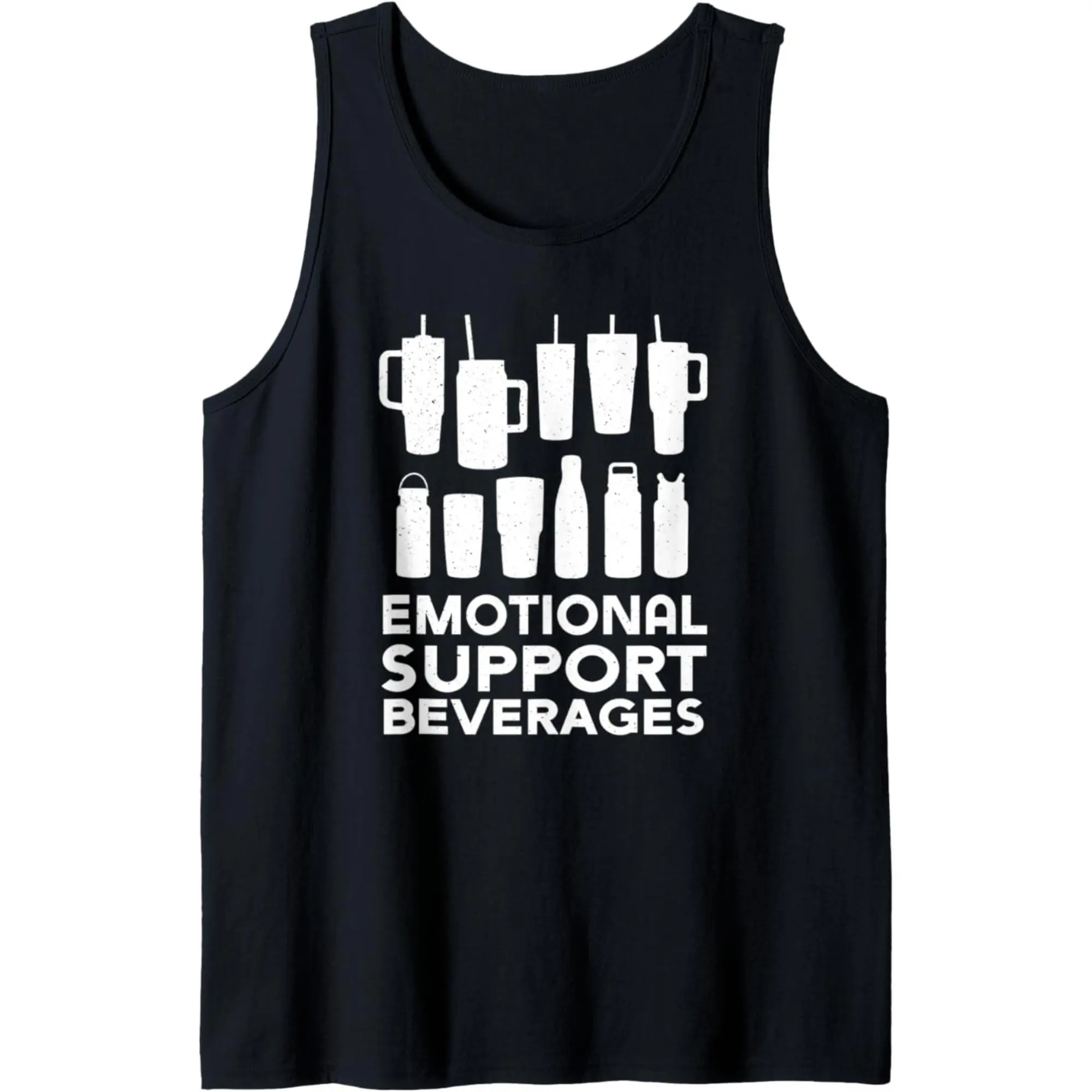 Men's Sleeveless Sporty Sports Tank Top - Smooth, Funny Emotional Support Beverages Design for Fitness, Casual Gym Use, Sporty Sports Tops