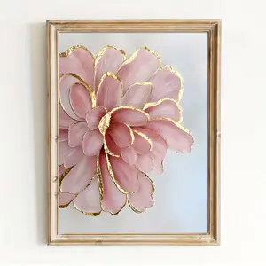 1 Frameless Modern Golden Peony Canvas Art Painting--Wall Decoration with Golden Embellishments, Suitable for Living Room, Bedroom, Office or Cafe--Contemporary Floral Home Decor, Bedroom Wall Art| Artistic Wall Decor| Frameless Artwork, Wall Art