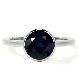 Bezel Set Round Blue Sapphire Solitaire Ring (1.55cts.)- RBS002-7X7-A