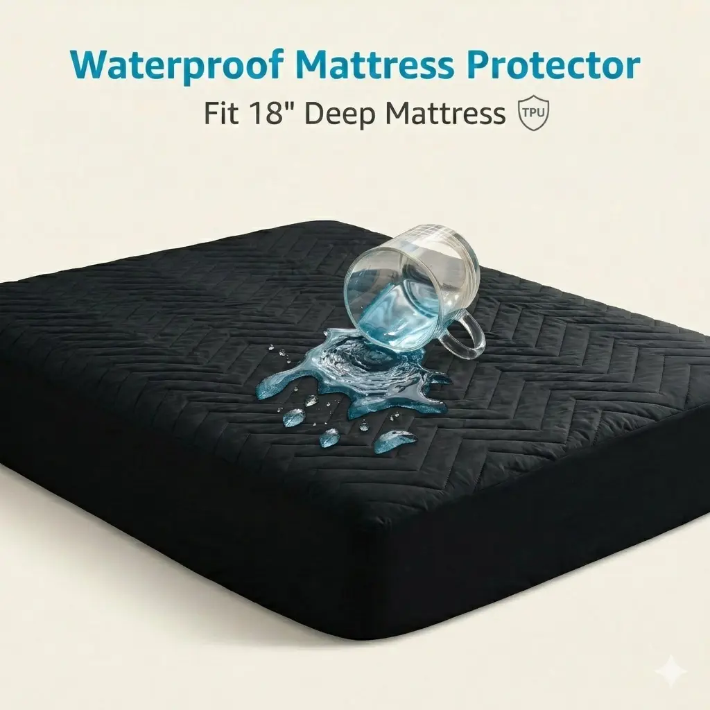 [ Summer Sale Deals ]NTBAY Waterproof Mattress Protector - 100% Waterproof Breathable Fitted Sheet, Noiseless TPU Membrane Mattress Cover, Soft Quilted Microfiber Bedding Protector