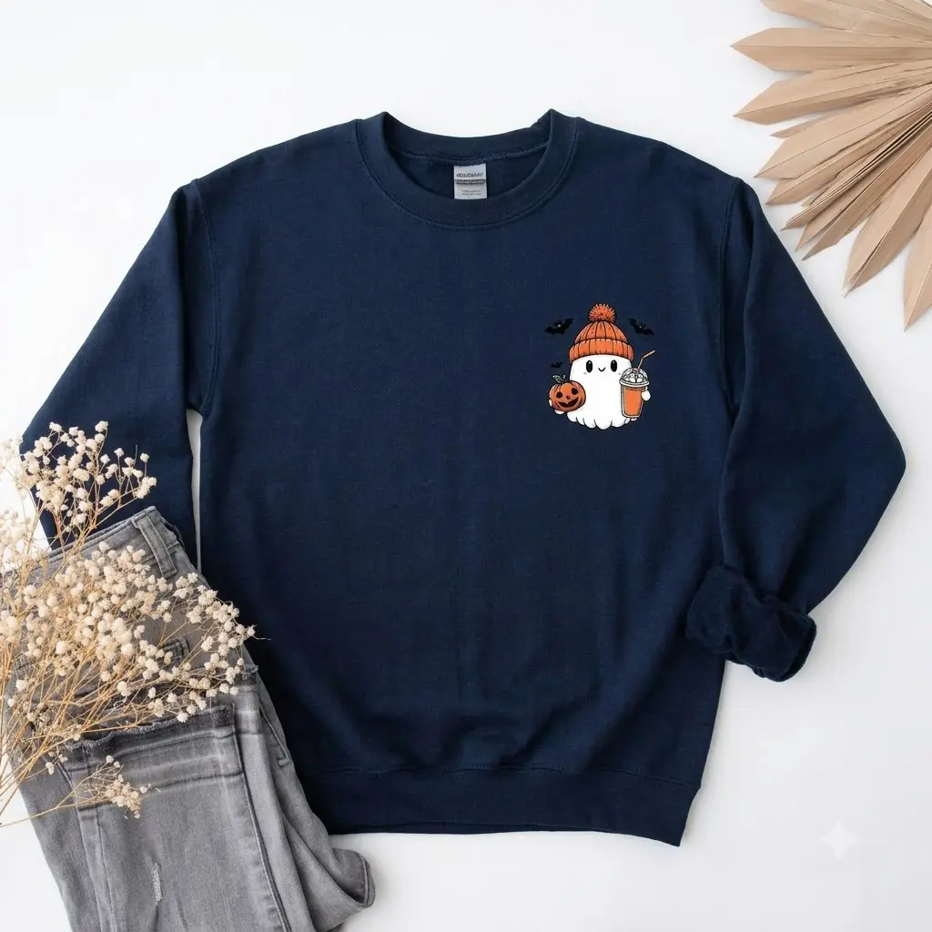Little Ghost Ice Coffee Shirt, Ghost Sweatshirt, Halloween Tee, Cute Ghost Shirt, Little Ghost Ice Coffee Sweatshirt