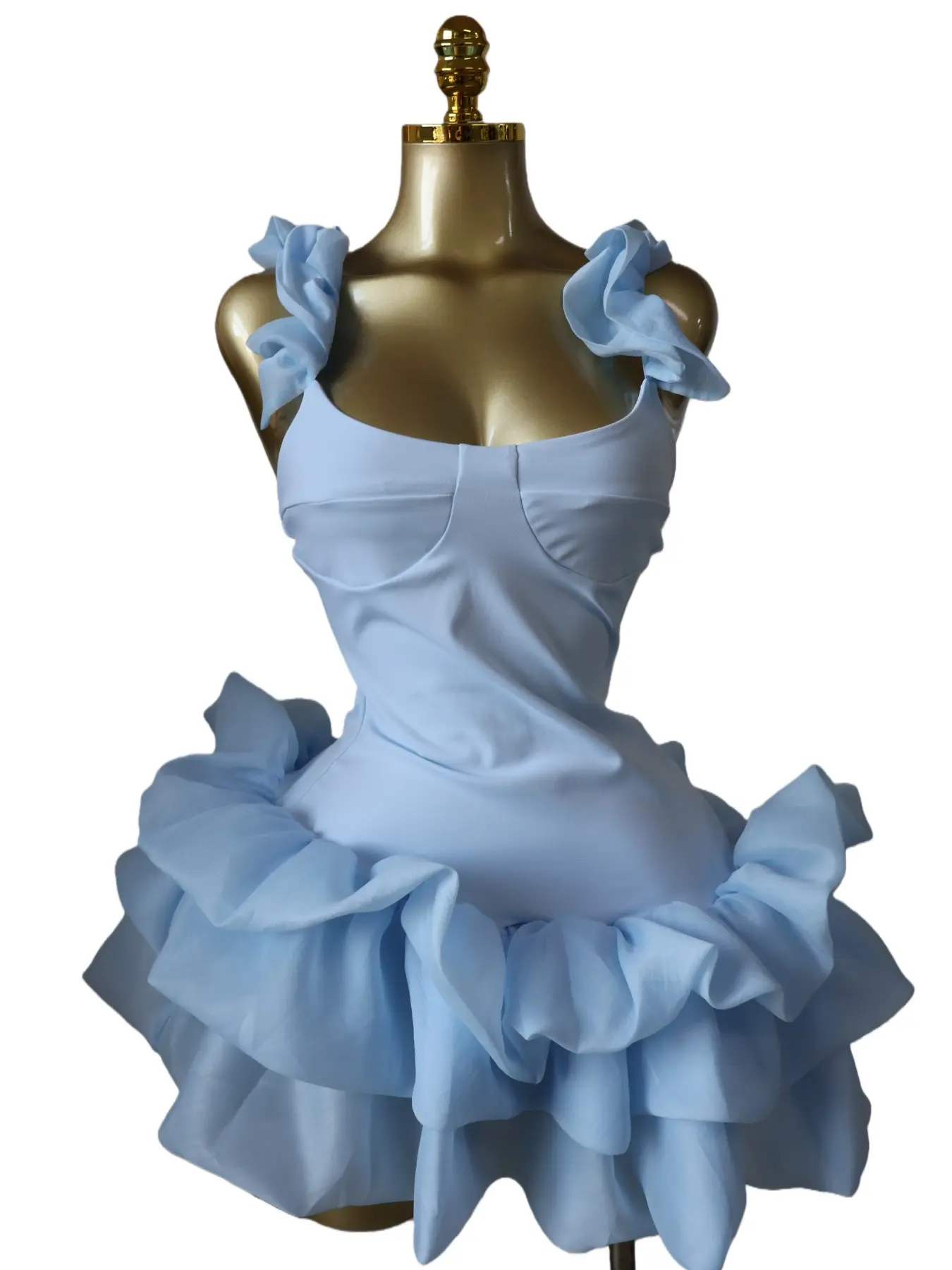 elegant sleeveless ruffle hem mini dress Elegant Sleeveless Ruffle Hem Mini Dress,White Homecoming Dress Y2261   Simplepromdress