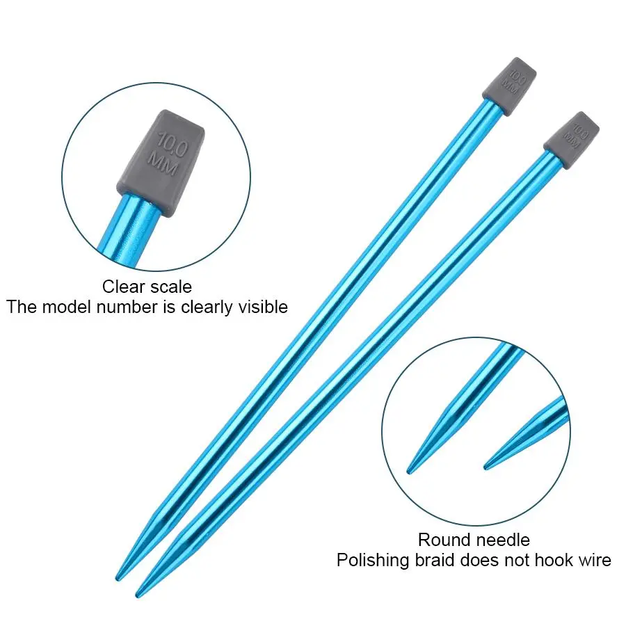 14 Pairs of Colorful Aluminum Knitting Needles, 25cm & 35cm DIY Hand Knitting Tools, Knitting Kit for Sweaters, Scarves, Socks