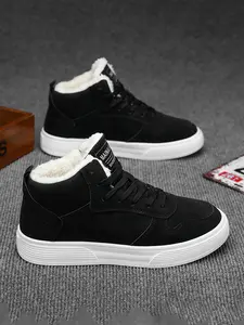 Men's Fashion Snow Boots, Solid Color Boots, Stylish Winter Footwear, Warm and Comfortable, Perfect for Cold Weather, Ideal for Walking and Outdoor Activities