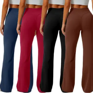 Women's High-Waisted Wide-Leg Yoga Pants in Elastic Knit Polyester Fabric for Spring & Autumn Ideal for Yoga Pilates Fitness Activities Sports Bottom