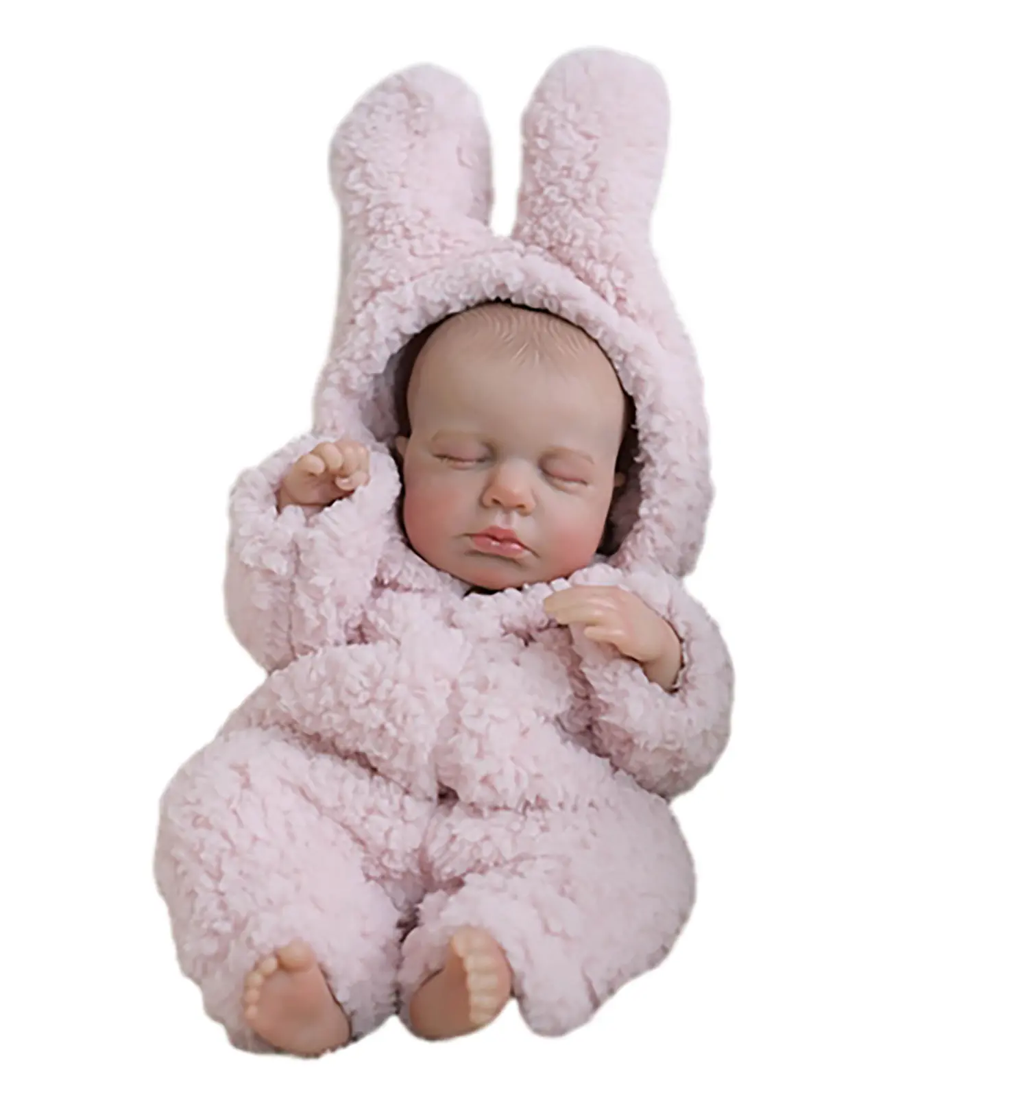 12-Inch Rebirth Doll, Hand-Painted Pink Plush Bodysuit, Realistic Vinyl Toy Doll, without Bottle or Nipple for Kids Age 3+