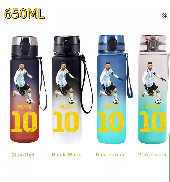 650MLRonaldo Messi Mbappé Sports Water Bottle Bulbasaur Squirtle Drinking Bottles Travel Cycling Hiking Exercise Gym Jugs