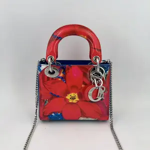 Pre-owned Dior leather Crossbody Bags Christian Lady Cannage Mini Multicolore