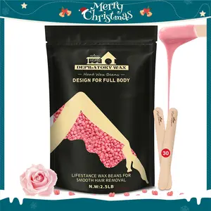 2.5lb Wax Beads Hair Removal Kit Lifestance Hard Wax Beans Brazilian Bikini Wax Beads with 30 Applicators Rose Wax for Face Facial Body Legs Women Men Large Pearl Beads for Wax Warmers Rose Wax